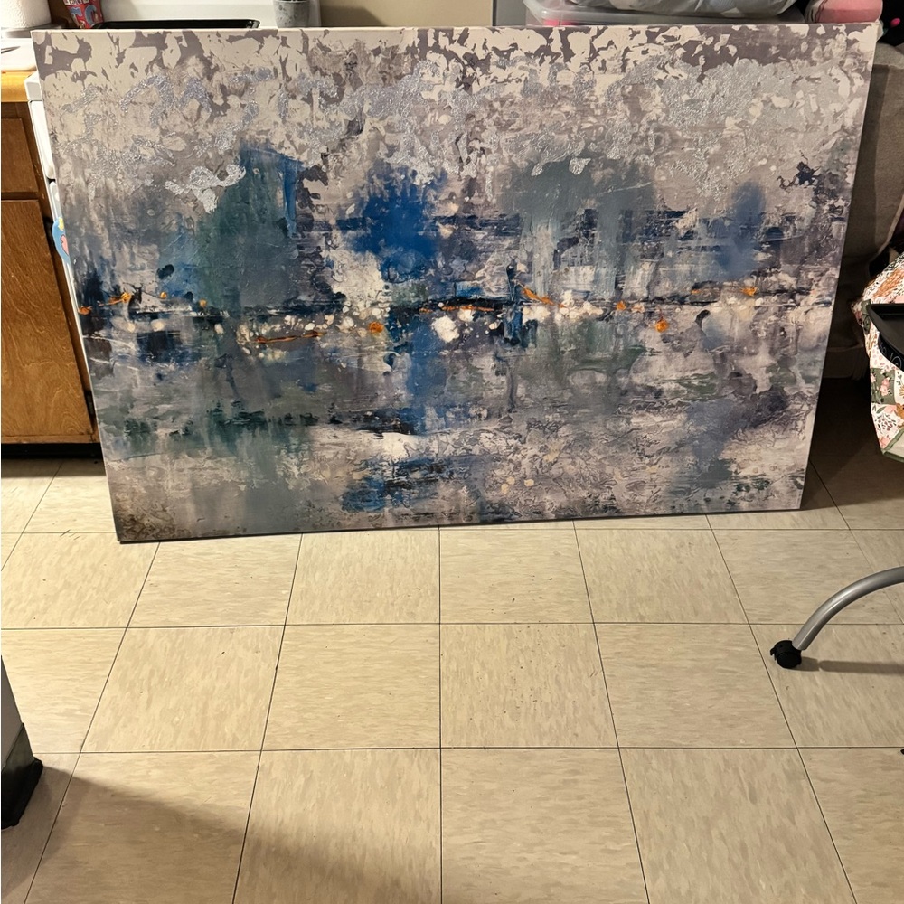 Abstract Blue and Gray Canvas Art